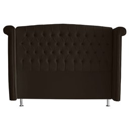 Cabeceira de Cama Box Toquio Casal Queen 160 Cm Suede Marrom Ec Móveis - 1