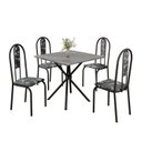 Ver imagem 2 de Conjunto Sala de Jantar Mesa Quadrada 70x70cm Tampo Granito Topázio 4 Cadeiras Linda Yescasa Preto/Floral/Fosco