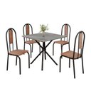 Ver imagem 2 de Conjunto Sala de Jantar Mesa Quadrada 70x70cm Tampo Granito Topázio 4 Cadeiras Linda Yescasa