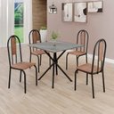 Ver imagem 1 de Conjunto Sala de Jantar Mesa Quadrada 70x70cm Tampo Granito Topázio 4 Cadeiras Linda Yescasa