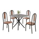 Ver imagem 2 de Conjunto Sala de Jantar Mesa Quadrada 70x70cm Tampo Granito Topázio 4 Cadeiras Linda Yescasa Preto/Marrom/Fosco