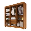 Ver imagem 3 de Guarda-Roupa Casal Malta 6 Portas 2 Gavetas com Espelho e Pés Cinamomo/Off White - Pnr Móveis