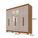 Ver imagem 4 de Guarda-Roupa Casal Malta 6 Portas 2 Gavetas com Espelho e Pés Cinamomo/Off White - Pnr Móveis