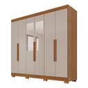 Ver imagem 2 de Guarda-Roupa Casal Malta 6 Portas 2 Gavetas com Espelho e Pés Cinamomo/Off White - Pnr Móveis