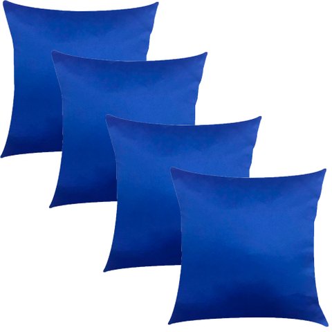 Kit 4 Capas de Almofadas Cetim Azul Royal 45x45cm Sua Casa Decor