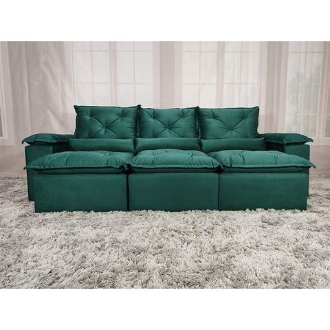 Sofá Retrátil Reclinável 2,90 M Verde 18 Athenas