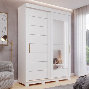 Guarda Roupa 160,10cm 2 Portas de Correr 3 Gavetas com Espelhos 100% Mdf Dubai Espresso Móveis