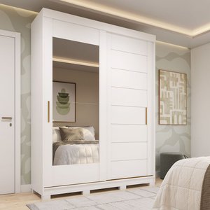 Guarda-Roupa Solteiro 160cm 2 Portas de Correr com Espelhos 100% Mdf Dubai Espresso Móveis