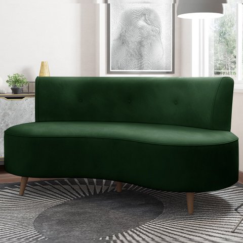 Sofá Living 3 Lugares 160cm Aang Pés Palito Veludo Verde G33 - Gran Belo