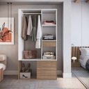 Ver imagem 1 de Guarda-Roupa Closet com 1 Gaveta 1 Cabideiro 2 Prateleiras e 1 Porta CL100 Branco/Montana