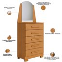 Ver imagem 3 de Cômoda para Quarto com Espelho 5 Gavetas 63cm Savona A04 Cinamomo - Lyam Decor