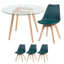 Ver imagem 1 de Mesa Redonda 100cm + 3 Cadeiras Verde Escuro Verde-Escuro