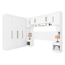 Ver imagem 1 de Quarto Modulado de Casal Diamante Branco Roupeiro + Cabeceira + Ponte de Casal + Mesa de Cabeceira