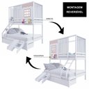 Ver imagem 6 de Beliche Casinha Reta Casal/ Solteiro com 02 Gavetas Escorregador e Cortina Madeira Maciça Branco/