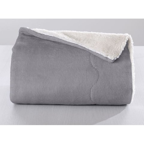 Cobertor Sherpa Casal 220 x 235cm Cinza Cromo Hedrons