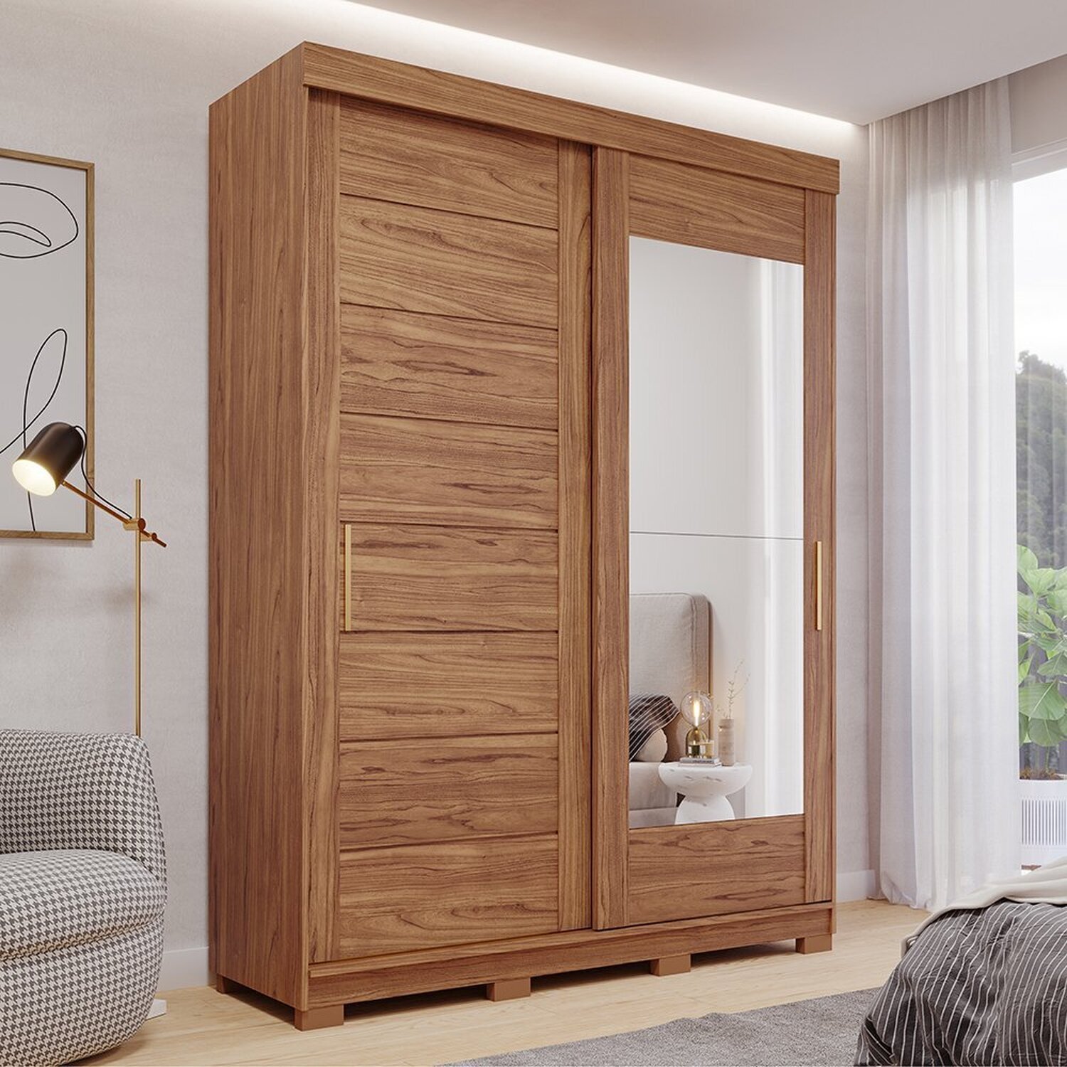 Guarda-roupa Solteiro 3 Portas de Correr 3 Gavetas com Espelhos 100% Mdf Dubai Espresso Móveis - 1