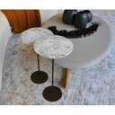 Ver mais imagens de Kit 2 Mesas Laterais Norina - Baixa / Alta, Tampo Redondo Imerso e Base Verde Oliva. Cinza 100% MDF