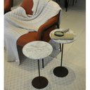 Ver imagem 2 de Kit 2 Mesas Laterais NORINA - BAIXA / ALTA, tampo redondo Imerso e base Aço Corten.