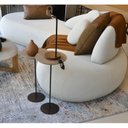 Ver mais imagens de Kit 2 Mesas Laterais Karla - Baixa / Alta, Tampo Redondo Imerso e Base Aço Corten. Bege 100% MDF