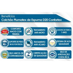 Colchão Solteiro Plumatex Espuma D20 Confortex (88x188x12) -  - 2