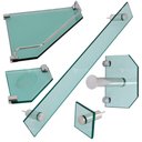 Ver imagem 3 de Acessórios para Banheiro em Vidro 8mm 5 Peças de Canto - Vildrex Kit Acessórios Incolor