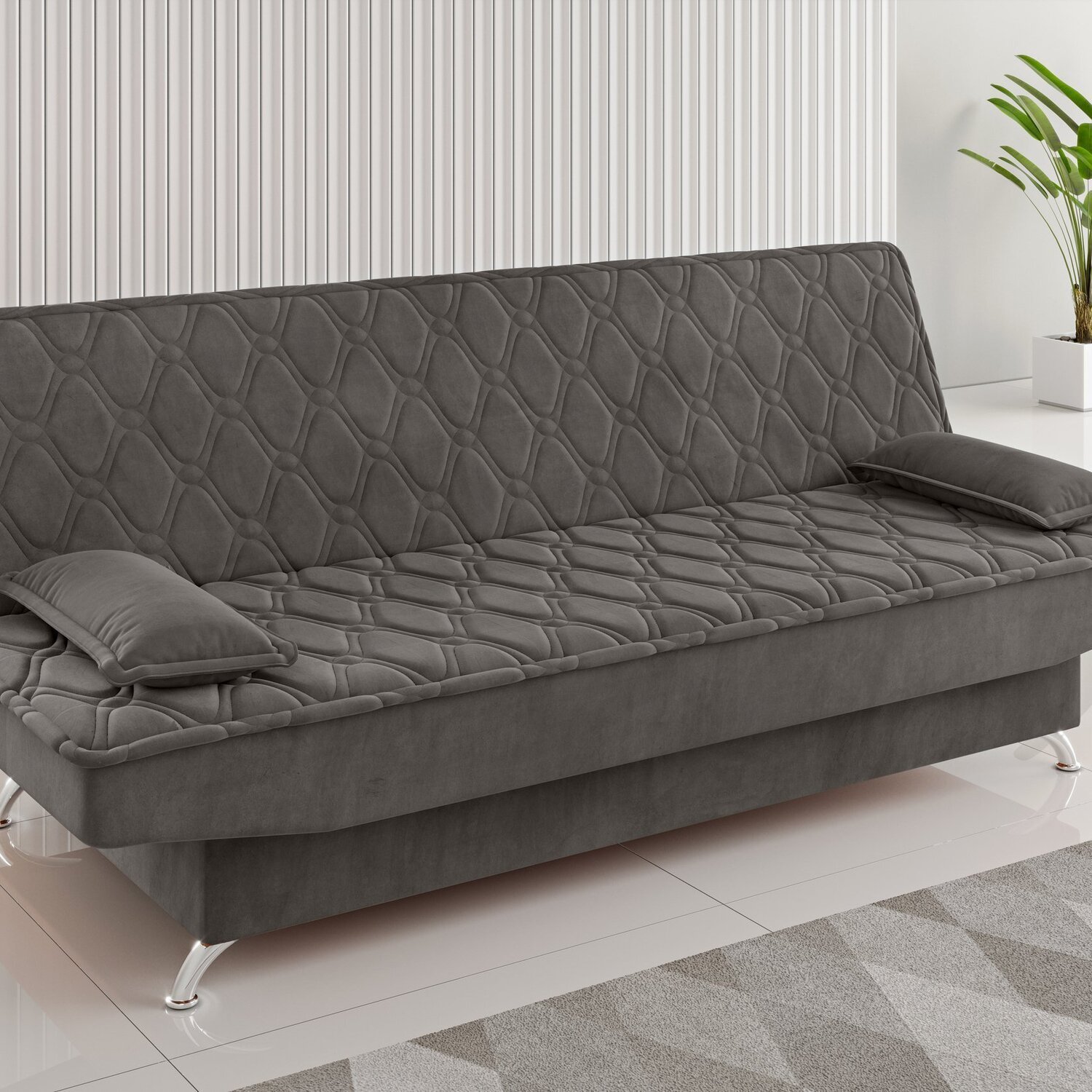 Sofa Cama Zenite 3 Lugares Reclinável com 2 Almofadas Soltas - 1