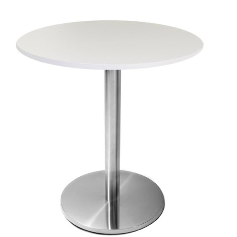 Mesa Beta em Inox 75 cm (Altura) com Tampo em MDP Redondo 60 cm Branco