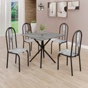 Ver imagem 1 de Conjunto Sala de Jantar Mesa Quadrada 70x70cm Tampo Granito Topázio 4 Cadeiras Linda Yescasa