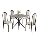 Ver imagem 2 de Conjunto Sala de Jantar Mesa Quadrada 70x70cm Tampo Granito Topázio 4 Cadeiras Linda Yescasa