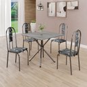 Ver imagem 1 de Conjunto Sala de Jantar Mesa Quadrada 70x70cm Tampo Granito Topázio 4 Cadeiras Linda Yescasa Prata/Preto Floral