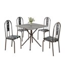 Ver imagem 2 de Conjunto Sala de Jantar Mesa Quadrada 70x70cm Tampo Granito Topázio 4 Cadeiras Linda Yescasa Prata/Preto Floral