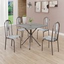 Ver imagem 1 de Conjunto Sala de Jantar Mesa Quadrada 70x70cm Tampo Granito Topázio 4 Cadeiras Linda Yescasa