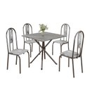 Ver imagem 2 de Conjunto Sala de Jantar Mesa Quadrada 70x70cm Tampo Granito Topázio 4 Cadeiras Linda Yescasa