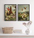 Ver imagem 2 de Kit 2 Quadros Decorativos Vintage Caçada Inglesa 45x34cm - com Vidro:madeira Preta