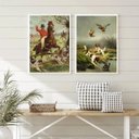 Ver imagem 1 de Kit 2 Quadros Decorativos Vintage Caçada Inglesa 45x34cm - com Vidro:madeira Preta