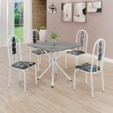 Ver imagem 1 de Conjunto Sala de Jantar Mesa Quadrada 70x70cm Tampo Granito Topázio 4 Cadeiras Linda Yescasa