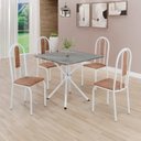 Ver imagem 1 de Conjunto Sala de Jantar Mesa Quadrada 70x70cm Tampo Granito Topázio 4 Cadeiras Linda Yescasa