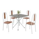 Ver imagem 2 de Conjunto Sala de Jantar Mesa Quadrada 70x70cm Tampo Granito Topázio 4 Cadeiras Linda Yescasa Branco/Marrom