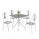 Ver imagem 2 de Conjunto Sala de Jantar Mesa Quadrada 70x70cm Tampo Granito Topázio 4 Cadeiras Linda Yescasa Branco/Paraopeba