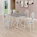 Ver imagem 1 de Conjunto Sala de Jantar Mesa Quadrada 70x70cm Tampo Granito Topázio 4 Cadeiras Linda Yescasa