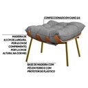 Ver imagem 3 de Puff Sala de Estar Abel Base de Madeira Dourada Linho Cinza