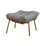 Puff Sala de Estar Abel Base de Madeira Dourada Linho Cinza - 1