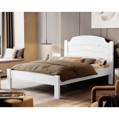 Cama Casal 100% MDF 107x144x195cm Iris Branco