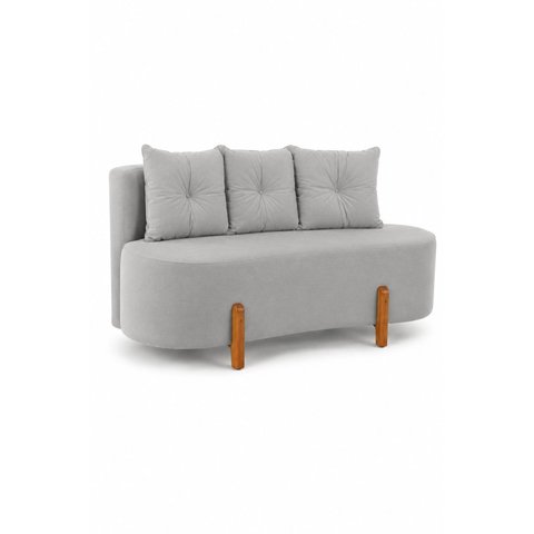 Sofá Lizie Orgânico Curvo Cinza Claro 1,50 cm -Belufan Móveis