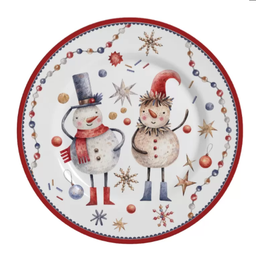 Prato de Sobremesa de Cerâmica Natalino Bonecos de Neve Celebrações de Natal Greetings Mesa Posta na - 1