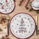 Ver imagem 2 de Prato de Sobremesa de Cerâmica Natalino Bonecos de Neve Celebrações de Natal Greetings Mesa Posta na