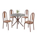 Ver imagem 2 de Conjunto Sala de Jantar Mesa Redonda 70cm Tampo Granito Topázio 4 Cadeiras Linda Yescasa