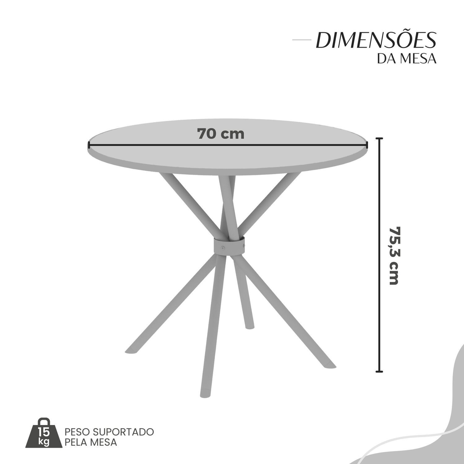 Conjunto Sala de Jantar Mesa Redonda 70cm Tampo Granito Topázio 4 Cadeiras Linda Yescasa - 3