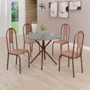 Ver imagem 1 de Conjunto Sala de Jantar Mesa Redonda 70cm Tampo Granito Topázio 4 Cadeiras Linda Yescasa