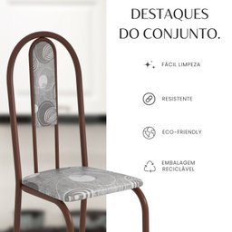Conjunto Sala de Jantar Mesa Redonda 70cm Tampo Granito Topázio 4 Cadeiras Linda Yescasa - 10